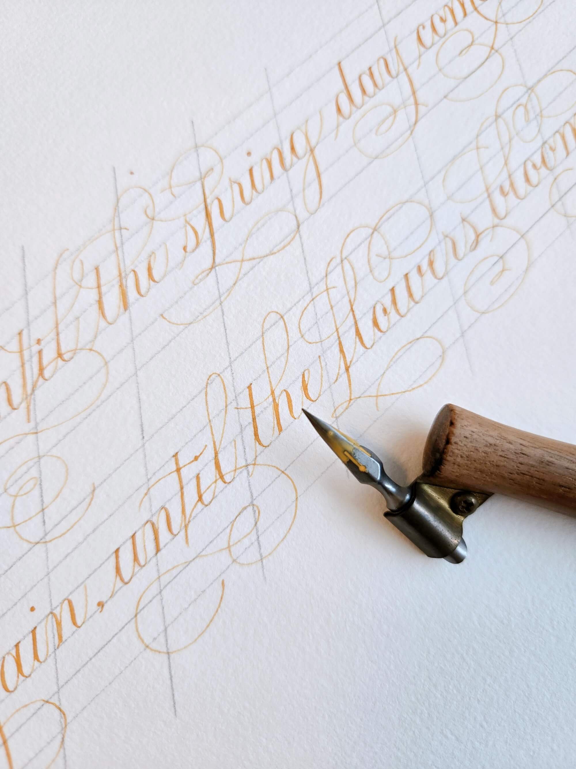 Pointed pen copperplate with flourishing
